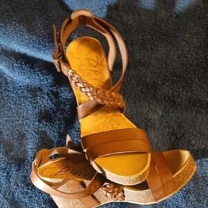 Blowfish Tan Braided Wedge Sandals